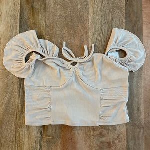 CIDER Solid Ruffle Knotted Rib Tank Top